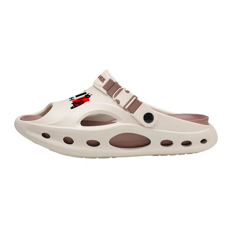 英伦骑士 头层牛皮 舒适百搭 踩屎感 潮流时尚 个性设计 厚底 沙滩凉鞋 男款 米棕