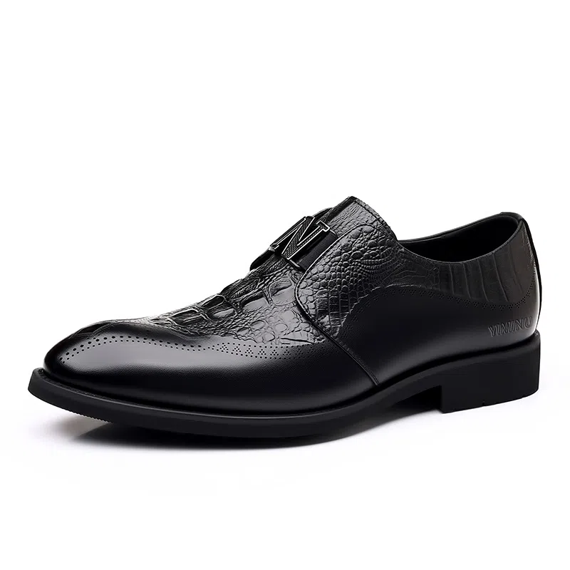 Yiminu Crocodile Brogue Oxford Black