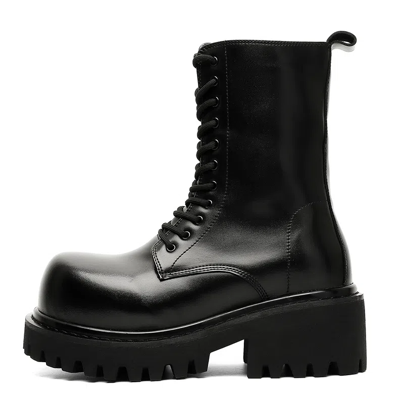 Zhenran 10cm Height Increase Biker Boots