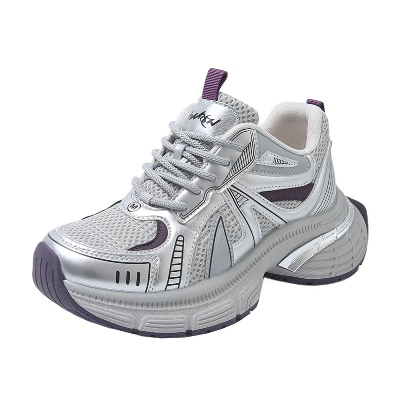 女士百搭防滑轻便透气复古厚底内增高休闲运动鞋 老爹鞋 女