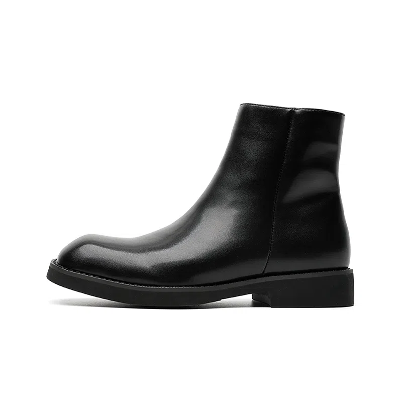 合成革 时尚潮流底厚增高百搭之选 短靴 男款 黑色