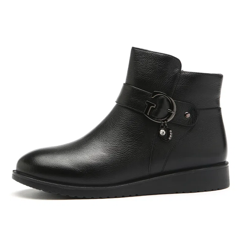 AOKANG Black Ankle Boots