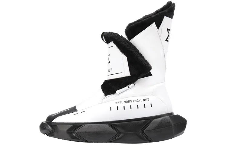NORVINCY Snow Boots Black White