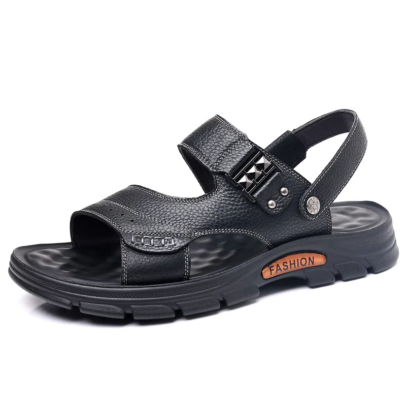 意利船长 头层牛皮 百搭 时尚休闲 沙滩凉鞋 男款