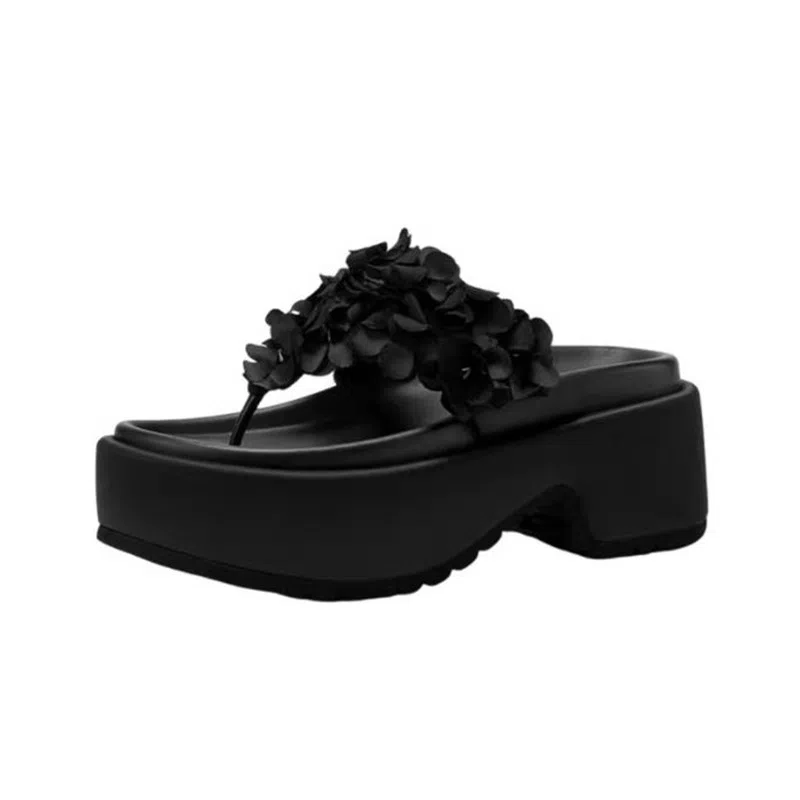 TATAYA Rubber Sole Flip Flops Black