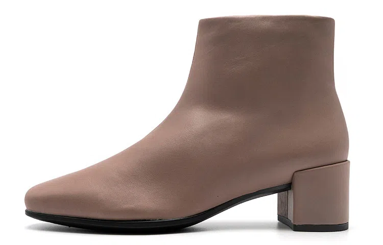 ecco Xing Su Series Chunky Heel Square Toe Zip Ankle Boots Ink Pink