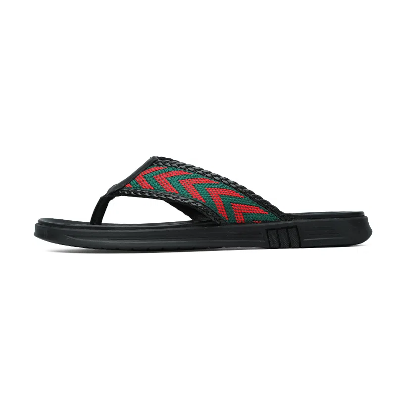 Ji Gong Yang Leather Woven Flip Flops Men
