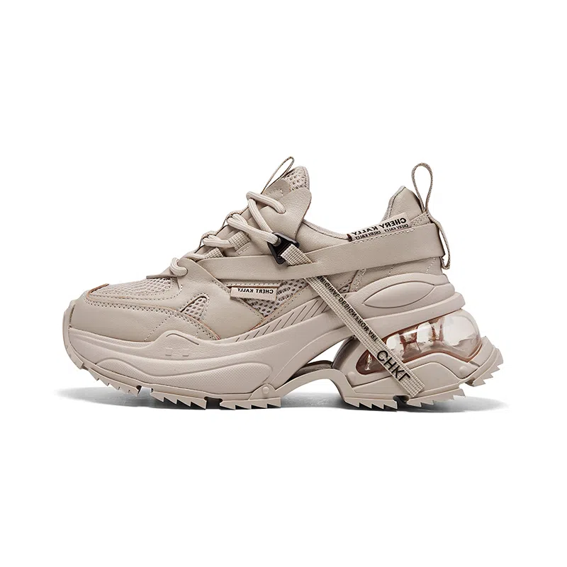 CHERYKALLY Breathable Platform Sneakers 7cm Beige