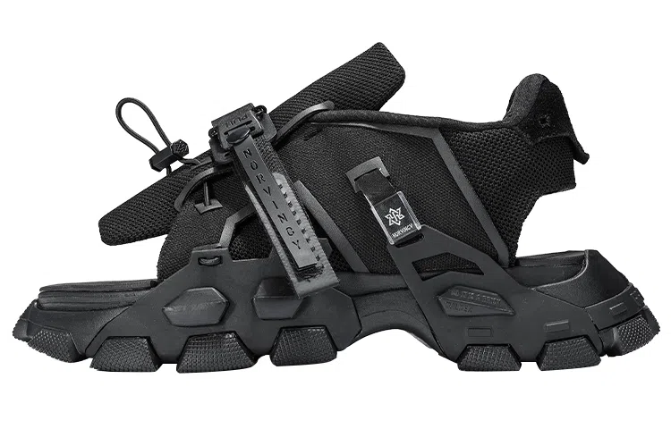 NORVINCY Magnetic Buckle Sandals Black