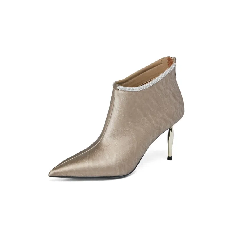 ELLE Elegant Rhinestone Ankle Boots 8.5cm