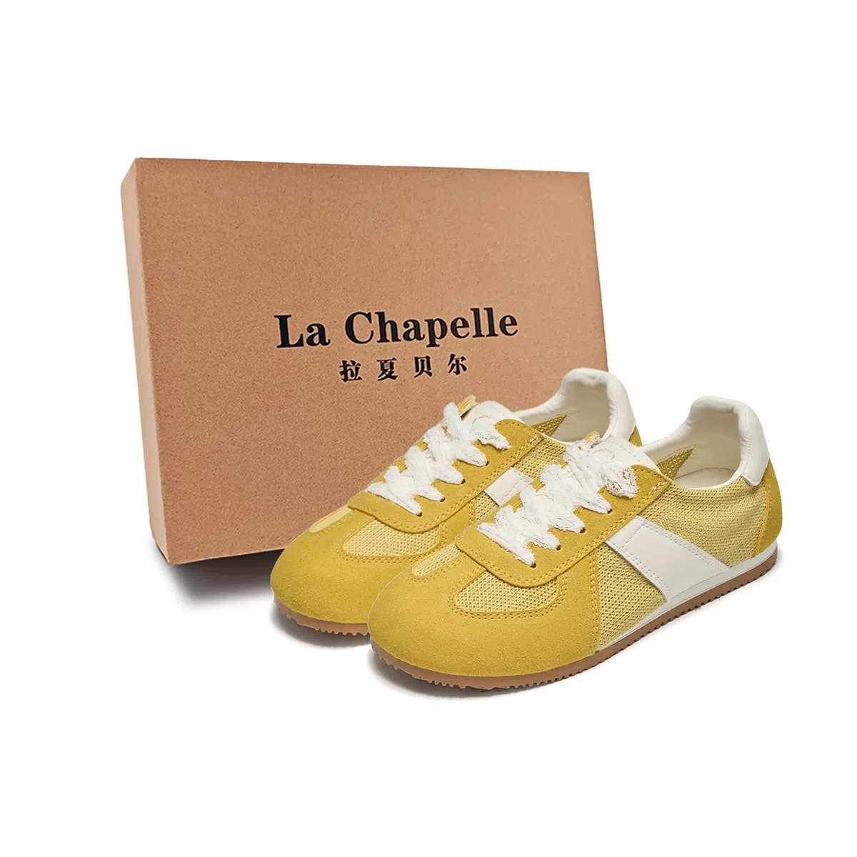 La Chapelle Mesh Leather Sneakers Yellow