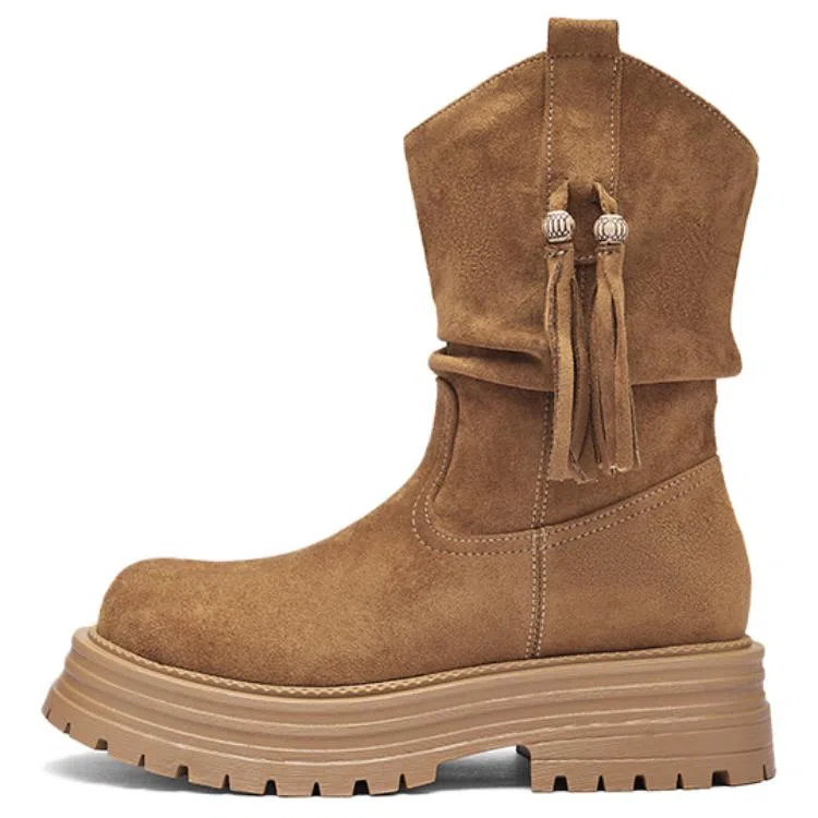 AGSDON Retro Tassel Ankle Boots