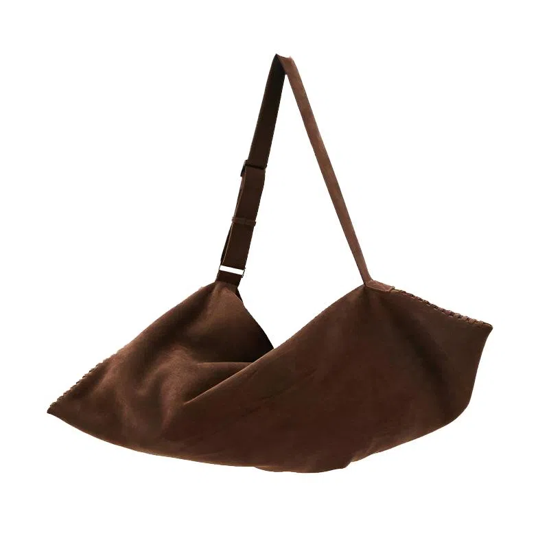 Crying Center Suede Dumpling Crossbody Bag Red Brown