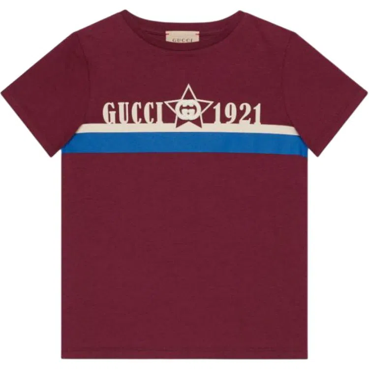 Gucci Kids Striped Logo T-Shirt Red