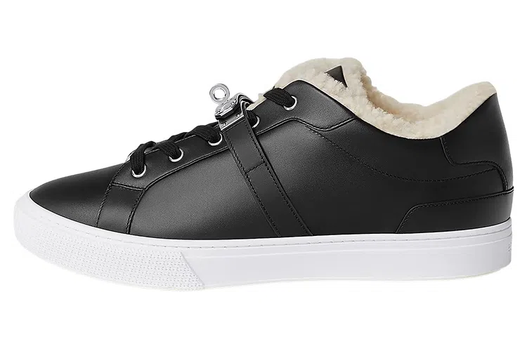 Hermes Low Top Leather Sneakers Black