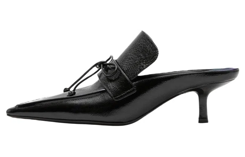 Burberry Patent Leather Square Toe Mules 5cm Black