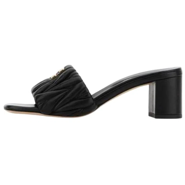 Miu Miu Leather Square Toe Mule Black 5.5cm
