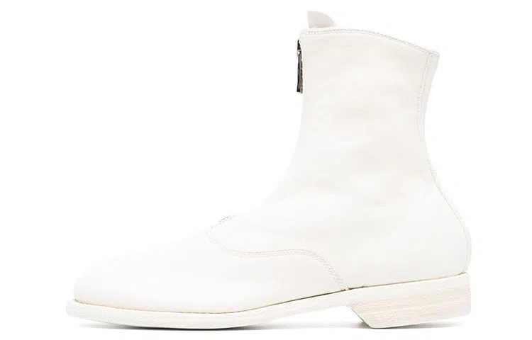 GUIDI Zipper Ankle Boots White