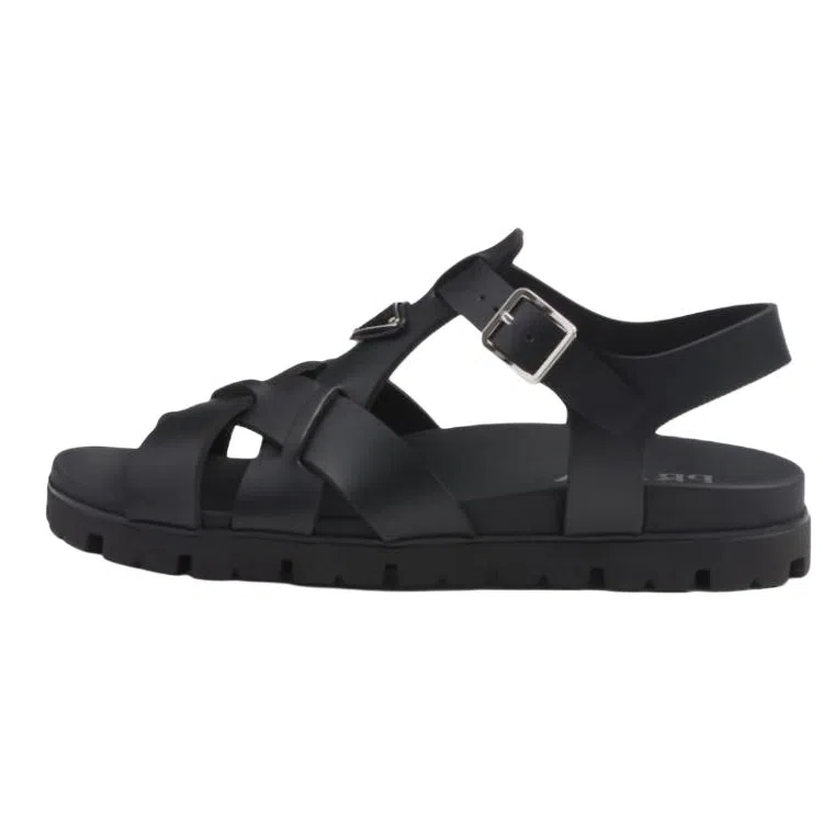 Prada Flat Strap Sandals Black