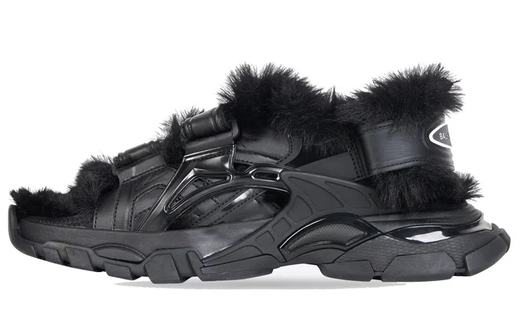 Balenciaga Track Sandal Fake Fur Black