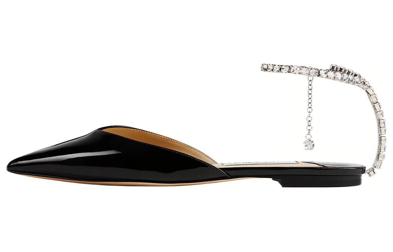 Jimmy Choo Crystal Patent Flats Black