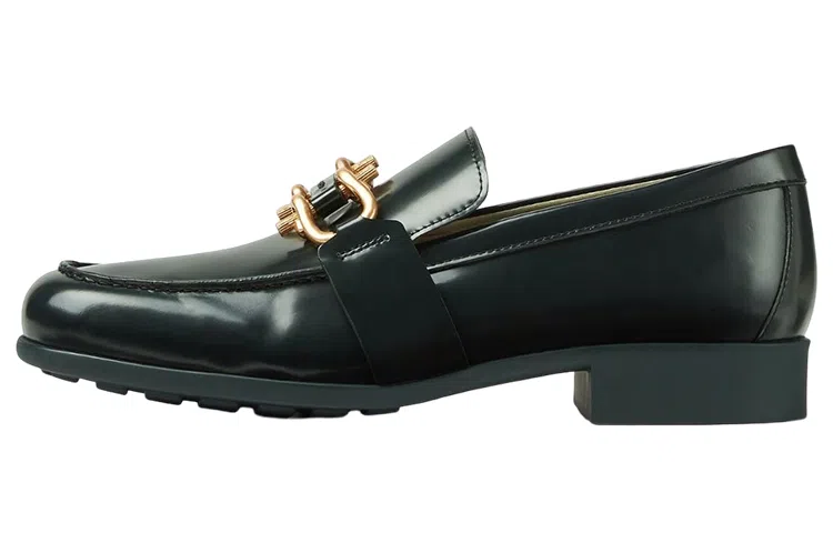 Bottega Veneta Glossy Leather Loafers Green