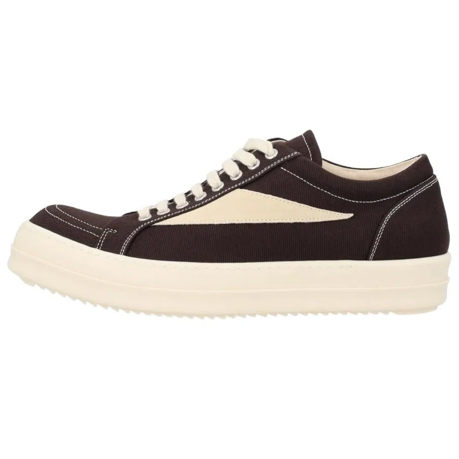 Rick Owens DRKSHDW Vintage Round Toe Low Canvas Sneakers Brown