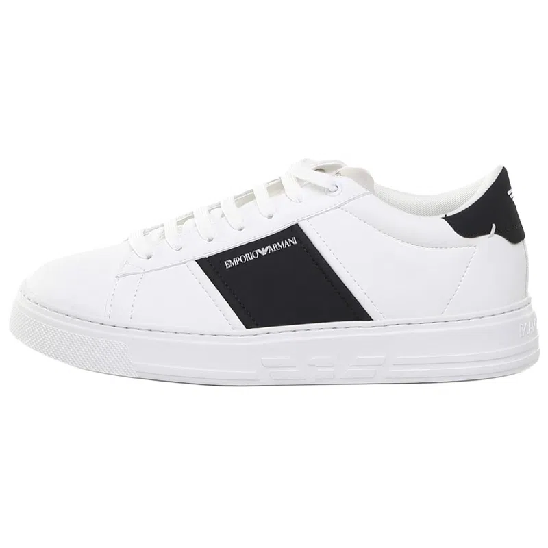 Emporio Armani Logo Stripe Low Top White Black