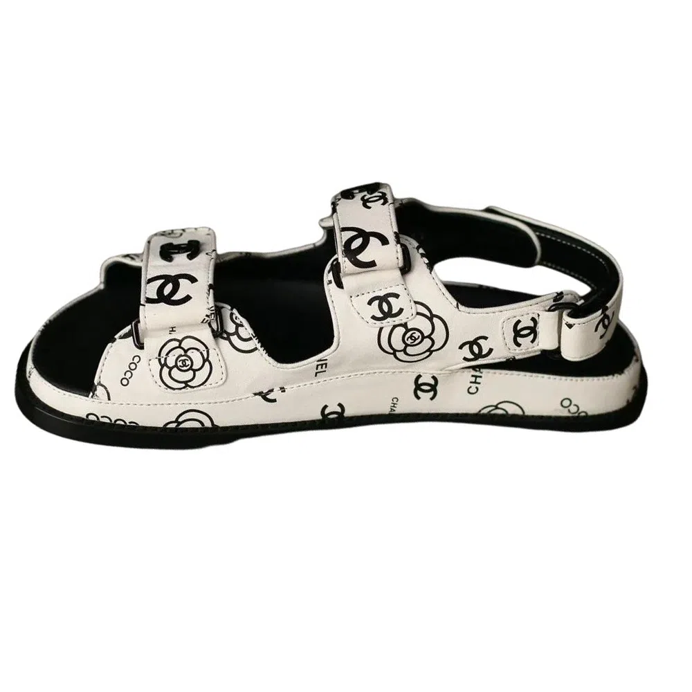 Chanel Sandals Black White