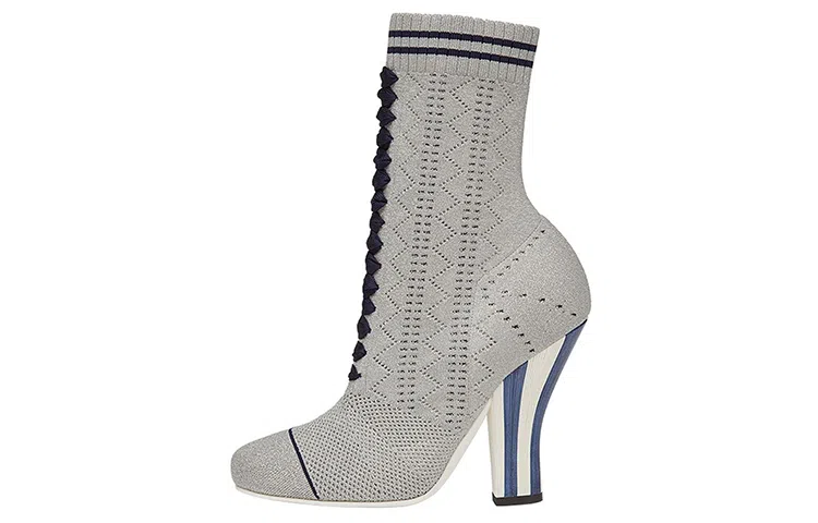 Fendi Knit Fashion Ankle Boots Grey