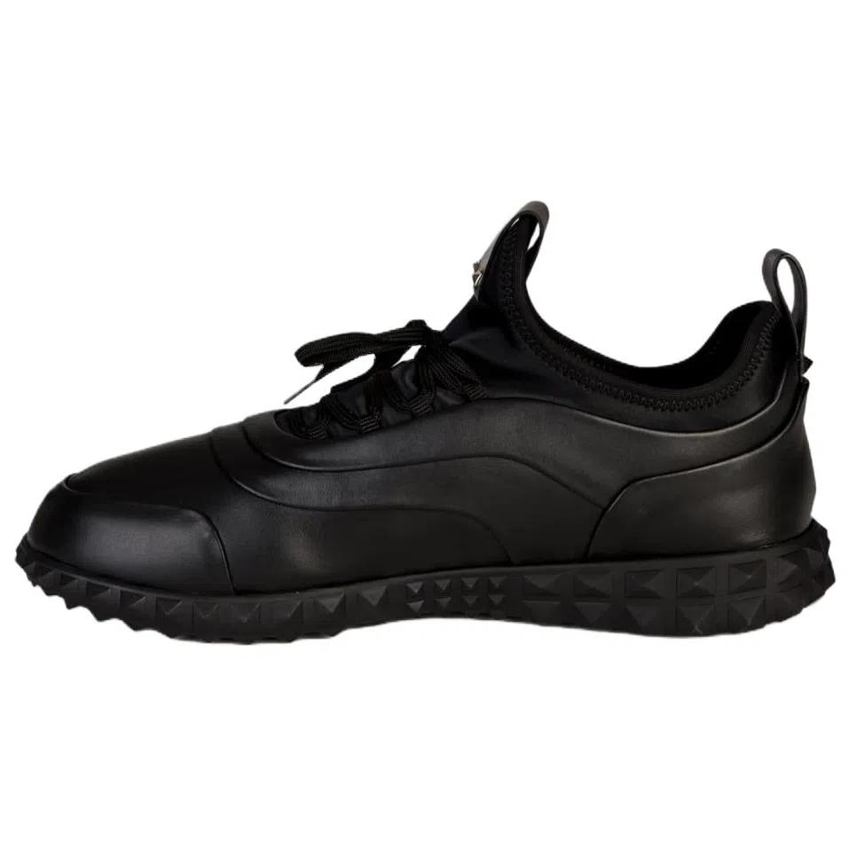Valentino Round Toe Lace-Up Low Sneakers Black