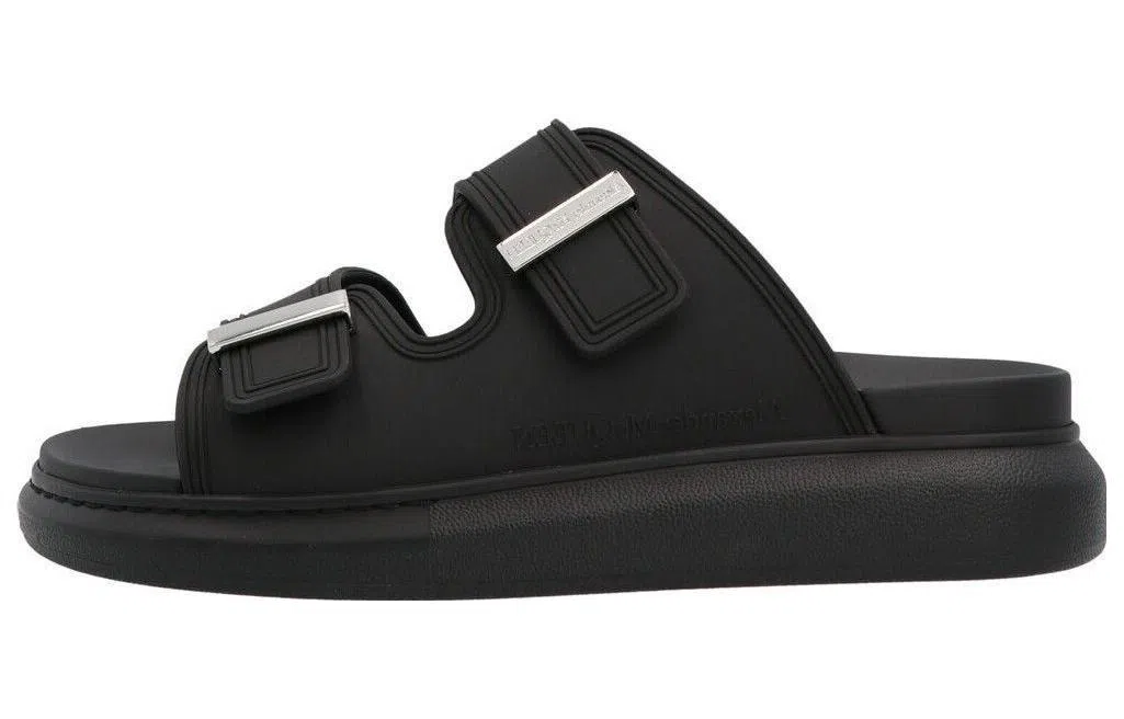 Alexander McQueen Hybrid Rubber Slide Sandals Black