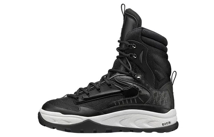 DIOR Snow Leather Lace-Up Boots Black