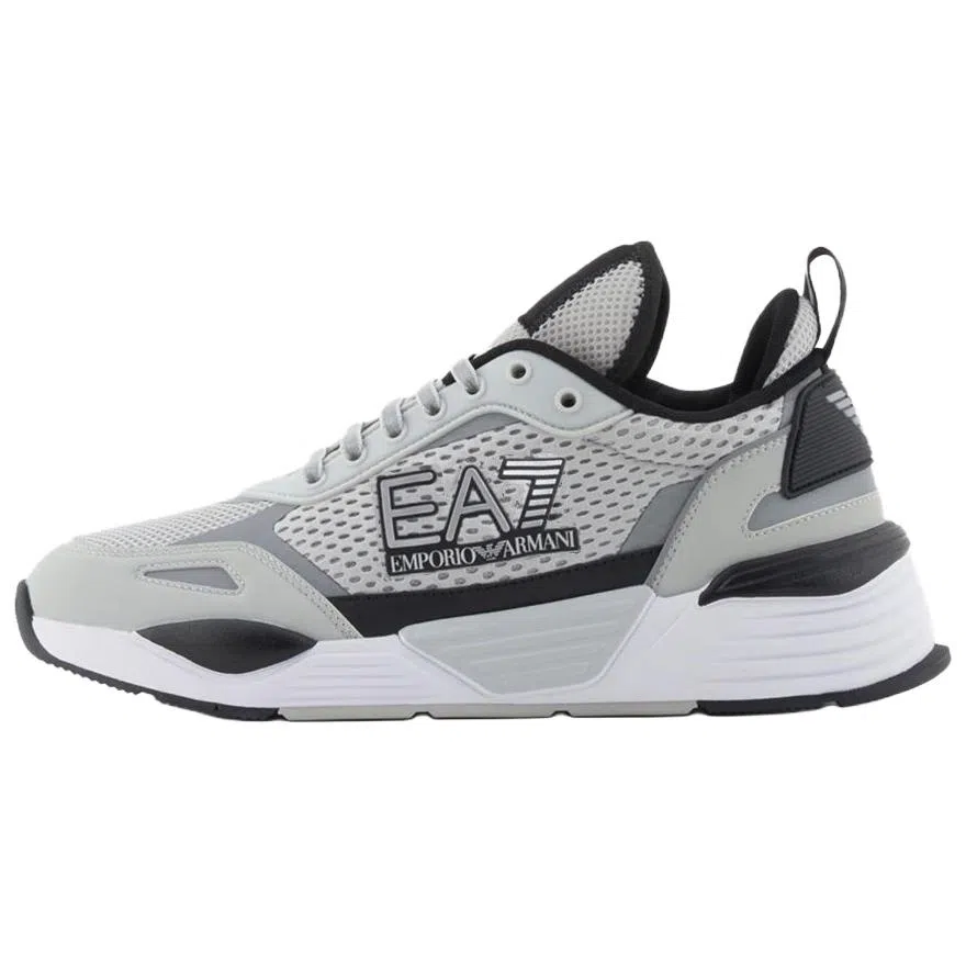 Emporio Armani EA7 Round Toe Lace-Up Sneakers Gray