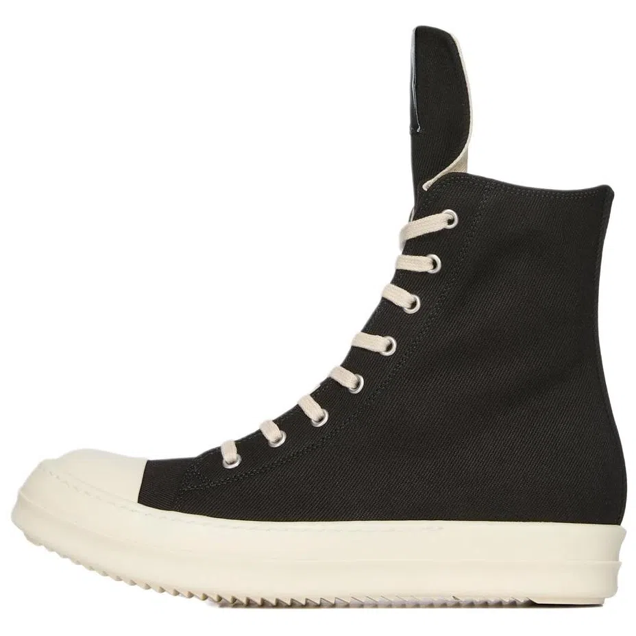 Rick Owens DRKSHDW Round Toe Zip High Top Sneakers Black