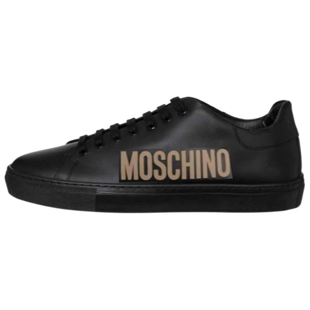 Moschino Leather Low Top Sneakers Black