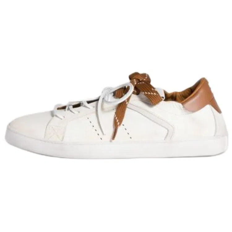 Miu Miu Ruches Leather Sneakers White Brown