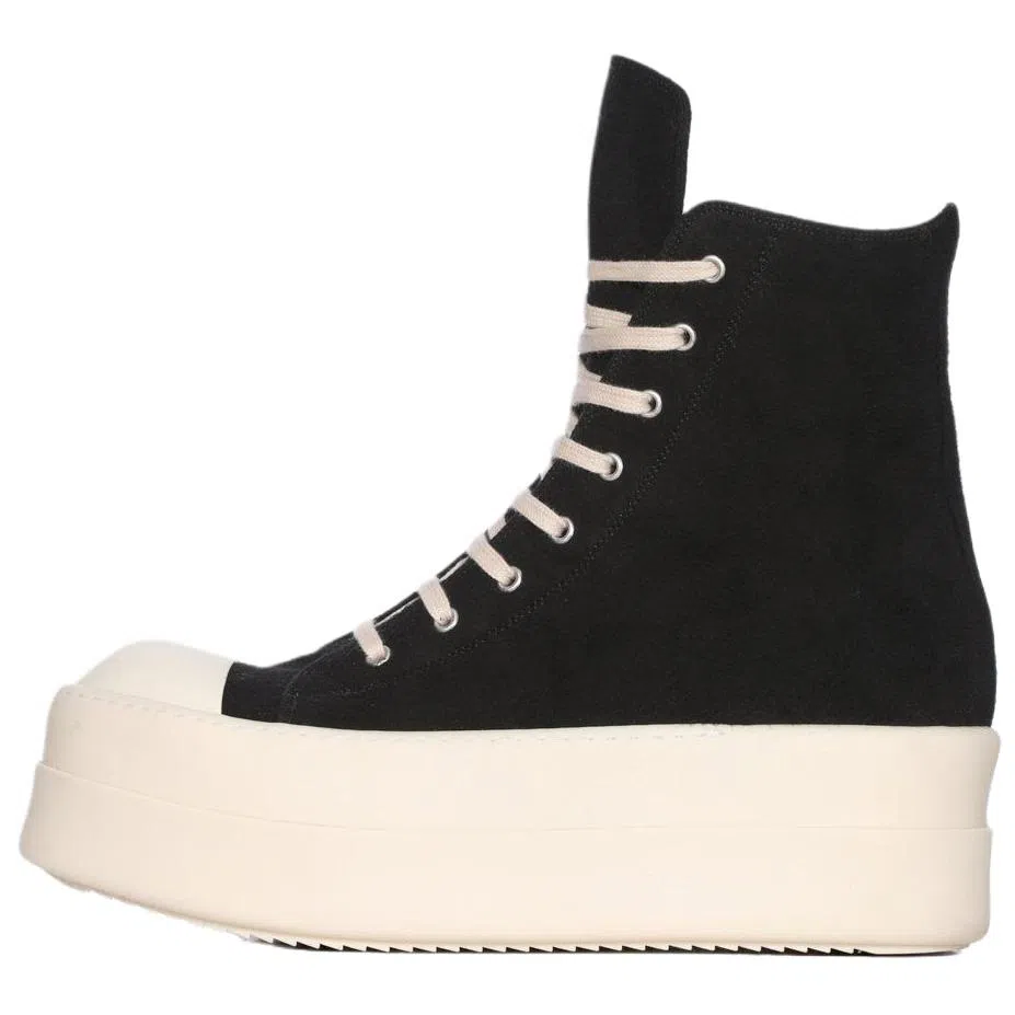 Rick Owens DRKSHDW Round Toe Zip High Top Sneakers Black