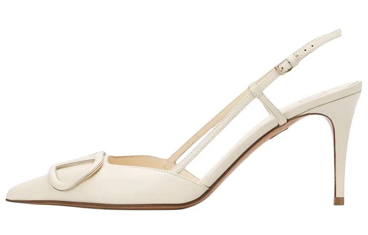 Valentino Vlogo Back Tie Heels White