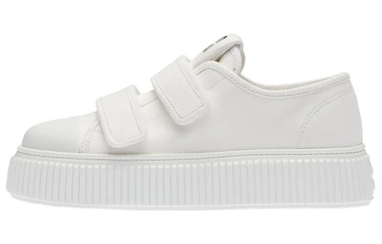 Miu Miu Denim Velcro Sneakers White