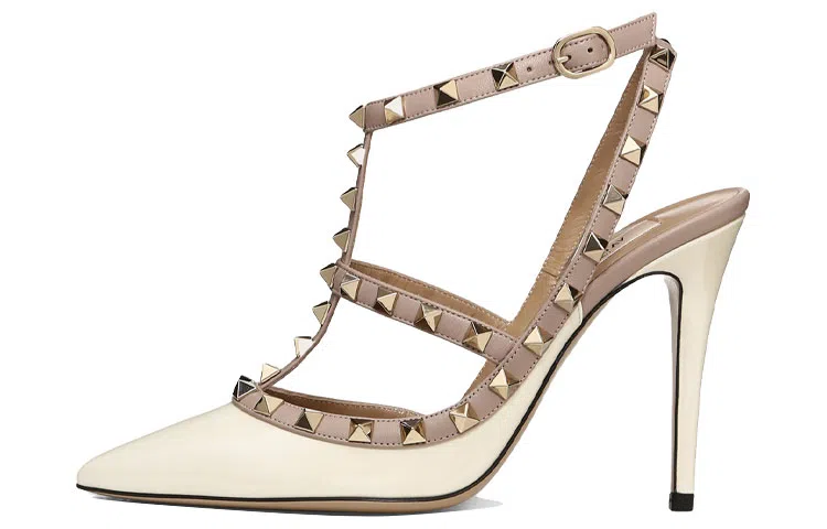 Valentino Rockstud Patent Leather Heel 10cm White