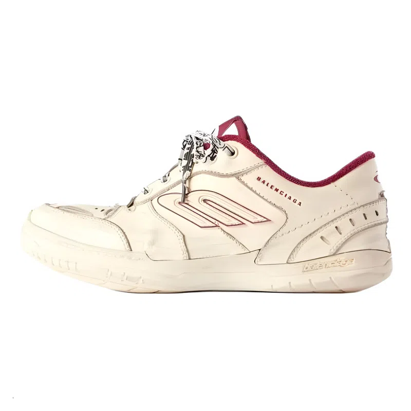 Balenciaga Hamptons Worn-Out Low Top Sneakers White Red