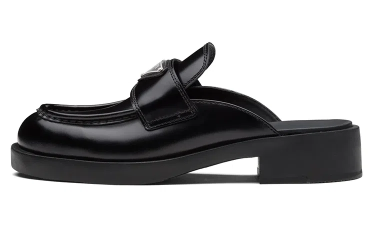 PRADA Leather Slip-On Mule Black