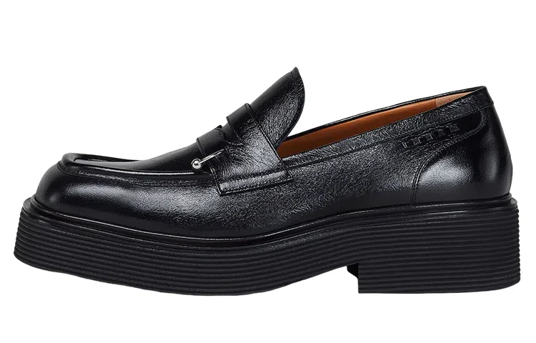 MARNI Leather Platform Loafers Black