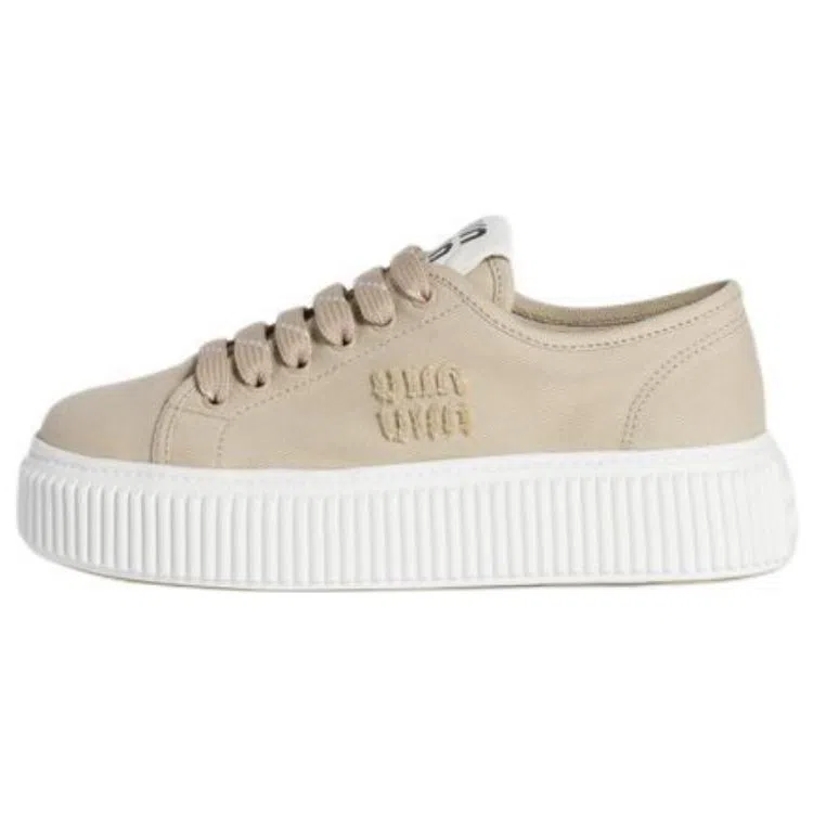 Miu Miu Denim Sneakers Low Top Beige