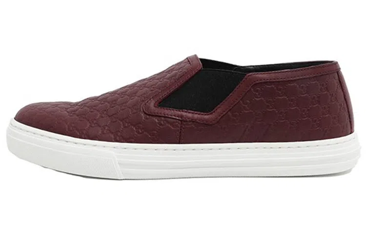 Gucci Leather Slip-On Fashion Sneakers Burgundy