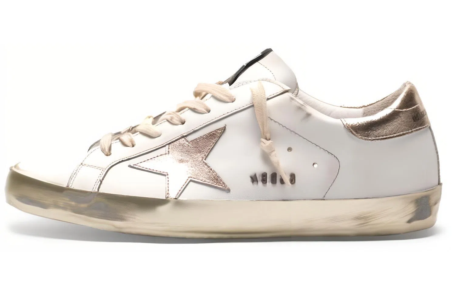 Golden Goose Super-Star White Gold Heel