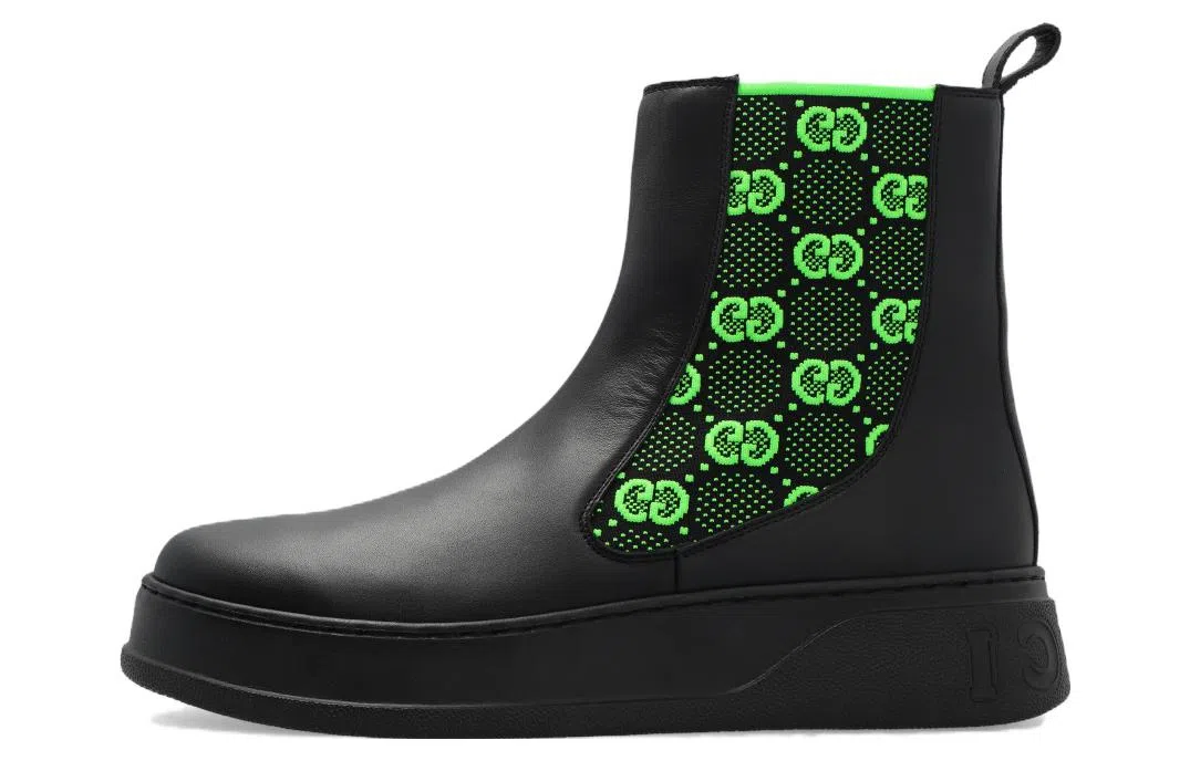 Gucci Chelsea Boots Black Green