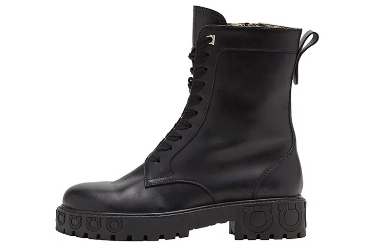 Ferragamo Gancini Biker Boots Black