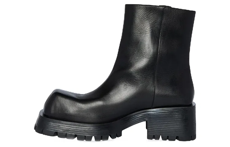 Balenciaga Trooper Leather Boots Black